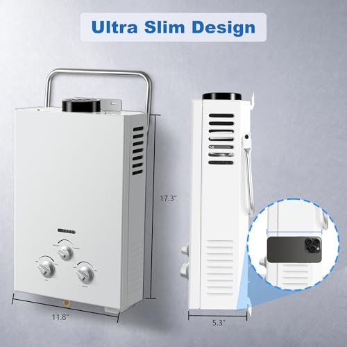 Amzgachfktch - Outdoor Propane Tankless Water Heater - 6L 1.58 GPM Portable Gas Water Heater with Handle & Overheating Protection